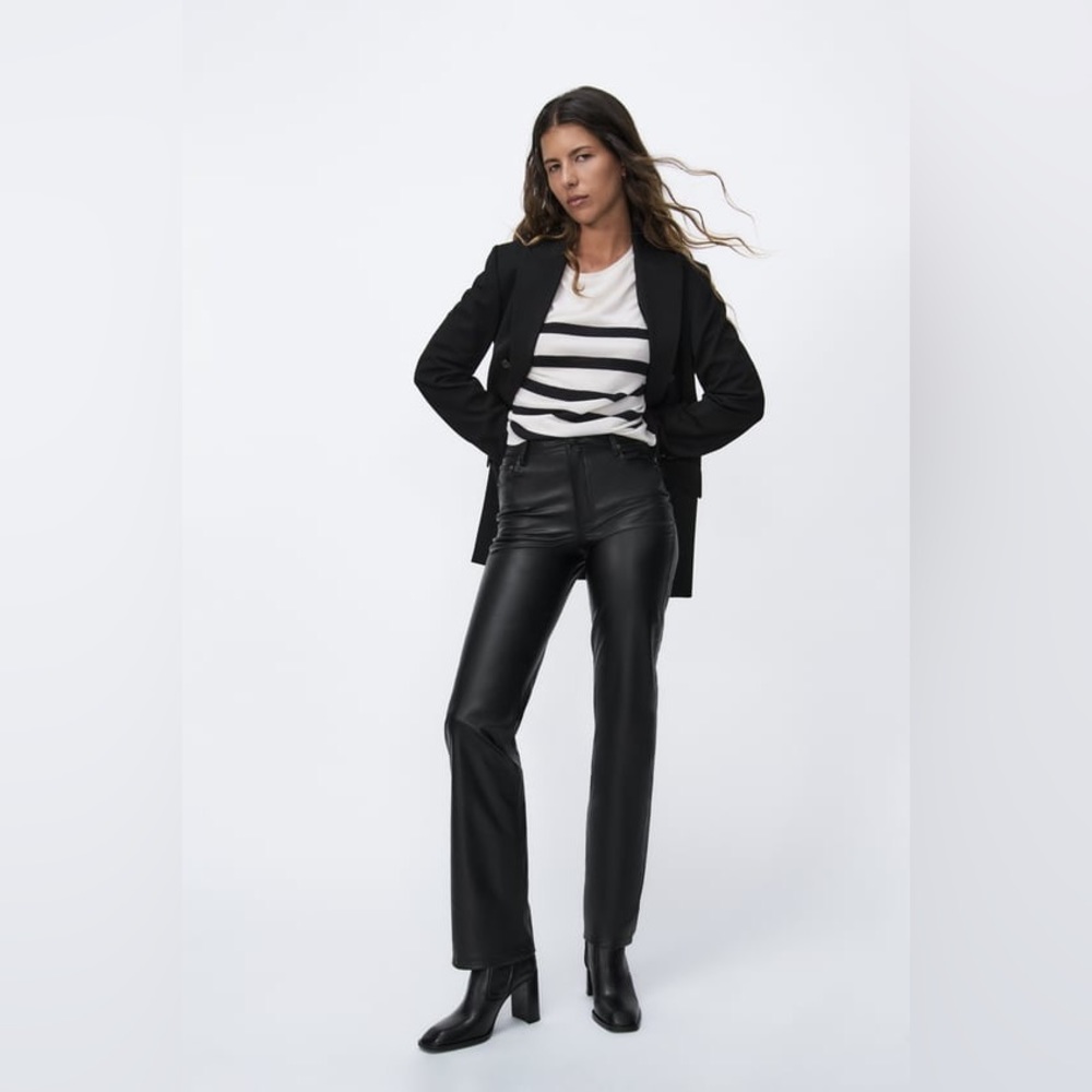 ZARA FAUX LEATHER ‘90S WIDE LEG PANTS, New with Tags